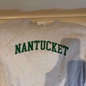 Gray Sweatshirt with Green Nantucket Print